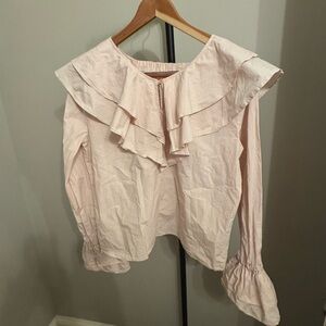 Pixie Market Light Pink Ruffle Blouse - S Small
